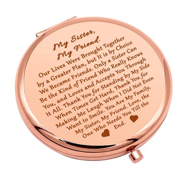 Mwphuy Rose Gold Folding Compact Mirror for Women, Sisters, Friends - 2.6" Round Unframed Stainless Steel Makeup Mirror - Perfect for Travel, Gifts