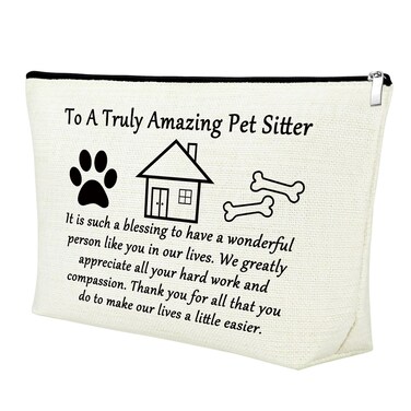 Mxrymvu Best Pet Sitter Gifts Makeup Bag Thank You Gifts for Pet Sitter Zipper Travel Pouch Dog Cosmetic Bag Dog Walker Birthday Christmas Retirement Present