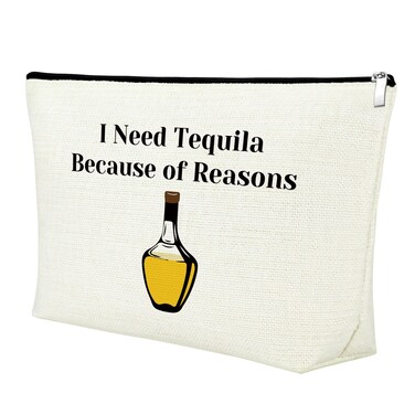 Tequila Makeup Bag Drinking Lovers Gift for Women Tequila Lovers Gift Bartender Cosmetic Bag Gift for Tequila Drinker Weekend Bachelorette Party Gift Birthday Gift for Sister BFF Travel Cosmetic Pouch