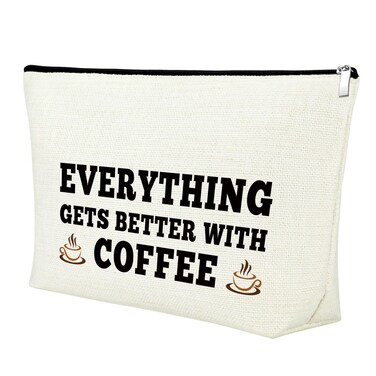Mxrymvu Coworker Gifts for Women Makeup Bag Coffee Lover Gift Coffee Drinker Themed Cosmetic Bag for Friend Coworker Boss Sister Boss Day Present Colleague Leaving Christmas Retirement Present