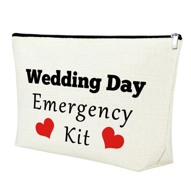 Wedding Day Gifts for Bride Cosmetic Bag Wedding Day Emergency Kit for Bride Bridal Shower Gifts for Women Wedding Thank You Gifts for Bridal Party Bridesmaid Gifts for Wedding Day Zipper Pouch