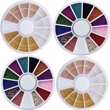 3D Nail Caviar Beads Nail Art Mini Metal Beads Nails DIY Accessories for Women Manicure Decoration 4Wheels
