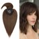 MY-LADY Top Hairpiece for Women with Bangs - Natural Mono Base Topper, 100% Real Human Hair Clip-in, Straight Middle Part, 16 Inch #4 Medium Brown