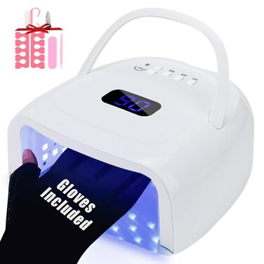 UV LED Nail Lamp,60W Professional Rechargeable UV LED Nail Dryer for Gel Nail Polish Dryer Fast Curing Lamp, 4 Timer Settings Gel Nail Lights for Auto Sensor Nail Machine