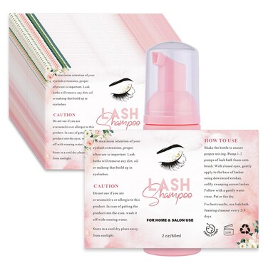 50PCS Lash Shampoo Label Stickers for Bottle, Lash Extension Stickers for Foam Pump Bottle Lash Bath Wash Label Personalised Stickers (D)