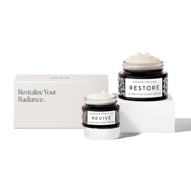 Naked &amp; Thriving The Retinol-Alternative Duo   Restore Ultra-Rich Night Cream (50mL) + Revive Firming Eye Cream (15mL) with Hyaluronic Acid and Bakuchiol (Set of 2)