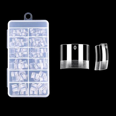 Extra Short Square Nail Tips, 240pcs Half Matte Square French Nail Tips Short Half Cover Fake Nails, 12 Sizes No C Curve Nails Tips for Acrylic Nails Professional at Home DIY and Nail Salons