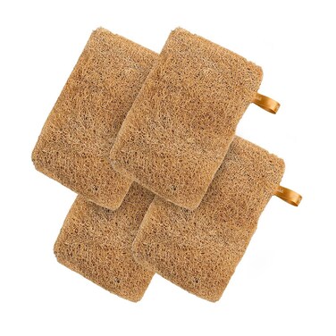 Back to Natural Secrets Everyday Natural Sun Dried Bath Loofah, Body Sponge &amp; Scrubber for Men &amp; Women, Organic Luffa for Bath Shower Skin Exfoliation Pack of 4 Brown