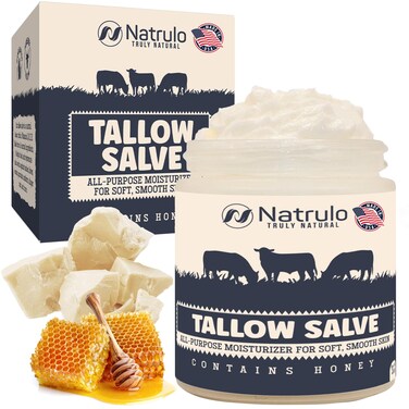 Beef Tallow Salve &ndash; All Natural Grass Fed Beef Tallow &amp; Honey All Purpose Balm &ndash; Moisturizing Body Salve Great for Eczema, Cracked, Dry, Itchy, Irritated Skin &ndash; Skin Repair Skincare Made in USA