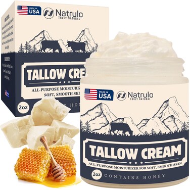 Beef Tallow Cream &ndash; All Natural Grass Fed Beef Tallow and Honey All Purpose Balm &ndash; Moisturizing Face and Body Lotion for Eczema, Cracked, Dry, Itchy, Irritated Skin &ndash; Skin Repair Skincare Made in USA