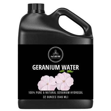Naturevibe Botanicals Geranium Water 32 Ounces   100% Pure and Natural   Great for Skin Care and Hair Care