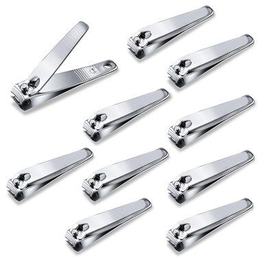 10 Pack Straight Nail Clippers Bulk,Sharp Blade Toe Nail Clippers Fingernail &amp; Toenail Nail Clipper in Bulk,Nail Supplies Manicure Tools for Women Man Adult Homeless Care