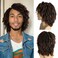 Men Faux Locs Braids Short Dreadlocks Wig Ombre Dark Brown Afro Bob Crochet Twist Wig Hair Braided Hip Hop Street Dance Synthetic Cosplay Wig