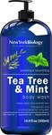 New York Biology Tea Tree Mint Body Wash for Men and Women - Moisturizing Body Wash Helps Fight Athletes Foot, Itchy Skin, Jock Itch, Toenail Fungus, Ringworm, Body Odor, Acne and Eczema - 16.9 Fl Oz