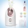 Newbealer Facial Steamer, Mini Aroma Face Steamer, Nano Ionic Hot Mist Face Humidifier for Facial Deep Cleaning, Home Sauna Spa Sprayer with 9 Pieces Acne Remover Kit (White-Gold, 160 ml)