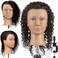 Mannequin Head 14"-16" 100% Human Hair Curly Hair Hairdresser Cosmetology Mannequin Manikin Training Head Hair and Free Clamp Holder (Blue Eyes)