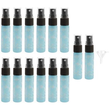 14 Pieces Empty Glass Spray Bottle, 10 ml/ 0.33 oz Fine Mist Sprayer Bottles Portable Refillable Perfume Container for Essential Oils, Travel (Cyan)