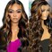 26 Inch Ombre Lace Front Wig Human Hair Pre Plucked With Baby Hair Highlight 13x6 Lace Front Wigs Human Hair 1B/30 Body Wave Colored Wigs 180% Density Brown Glueless HD Lace Frontal Wigs for Women
