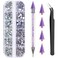Rhinestone Picker Tool with 4 Wax Tips, 1500PCS Nail Rhinestones &amp; Tweezer, Gems Rhinestones for Nail Art Crafting Bedazzling