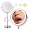 Nicesail LED Lighted Tabletop Makeup Mirror of 8 Inch, Rechargeable Mirror with Light of 3 Colors, Brightness Adjustable, Height Adjustable, Double Sided Mirror in Chrome Finish (8 Inch, 7X)