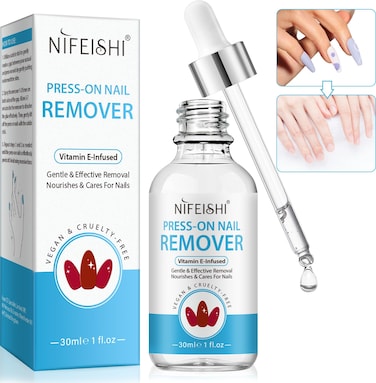 Nail Glue Remover, 30ml Glue Remove Off for False Nails, Press on Nail Remover, Easy Remove Quick Solid Glue Remover, Acetone Free and Odorless Not for Uv Gel or Gel Nail Polish