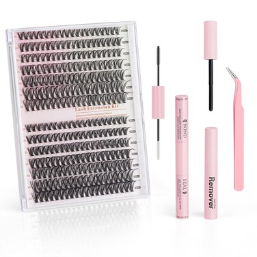 280pcs Natural Lash Clusters Kit: DIY Eyelash Extension Kit, Individual Lashes, Wispy Lash Clusters, Fluffy Clusters, Mink Lash Clusters, Volume Lash Set
