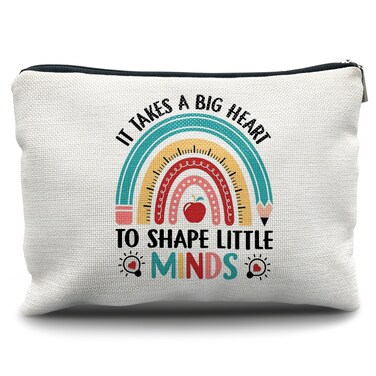 Nogrit Teacher bags,Teacher Makeup Cosmetic Bag,It Takes a Big Heart to Shape Little Minds,teacher tote,Teacher Makeup Toiletry Bag, Gifts for Teachers,Thank You Gifts for Teachers