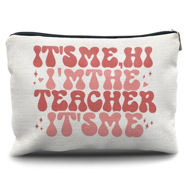Nogrit Teacher Appreciation Makeup Bag - Groovy 'It's Me, Hi I'm the Teacher' Travel Toiletry Bag - Back to School &amp; Thank You Gift