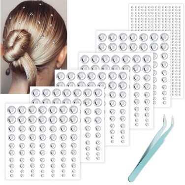 NOOEPC Hair Jewels, Clear Self Adhesive Hair Gems, Face Jewels Stickers for Makeup, Hair Diamonds,Hair Pearls Stick On,Bling Stickers Rhinestone Self Adhesive for Crafts,Face,Makeup,Eye,Nail