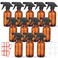 Norme 12 Pcs 8 oz Glass Spray Bottles with Funnels and Labels Refillable Cosmetic Empty Spray Bottles with Sprayer Containers for Essential Oil Cleaning Solutions(Amber,Classic)