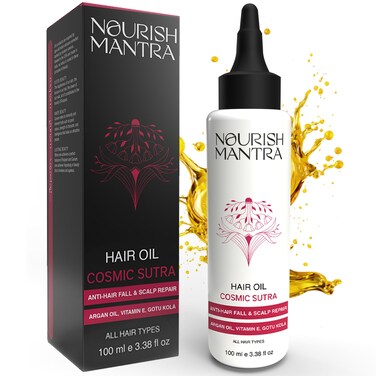 Nourish Mantra Cosmic Sutra Vitamin E Hair Oil   With Argan Oil &amp;amp; Gotu Kola   Hair Growth Oil   Nourishing &amp;amp; Volumizing   Promotes Hair Growth   Sulphate &amp;amp; Parabens Free   100ml   For Women &amp;amp; Men