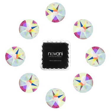 Novani 144pcs Crystal AB Rhinestones Flat Back Round Rhinestone Style 2088 Sparkly Crystal Gemstones for Nail Art and Crafting,SS30(6.4-6.6mm