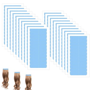 240pcs/20 Sheets Hair Extension Tape, Hair Replacement Adhesive Tape Double Sided Hair Extension Tabs Tape in Tape Human Hair Wig Tape Beauty Tools for Hair Extensions(Blue)