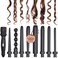 NuMe Octowand 8-in-1 Curling Wand Set, Interchangeable Tourmaline Ceramic Barrels 13mm - 32mm, Heat-Resistant Glove and Travel Case, LCD Digital Display