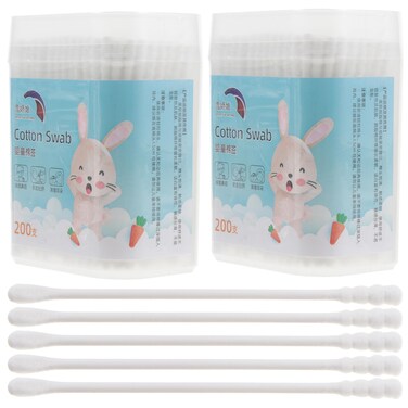 400PCS Cotton Swabs, Cotton Buds Swabs Cleaner Double Round Cotton Tip Cleaning Swabs with Paper Stick for Cleaning Ear Nose nose swabs Makeup chidren ear nose cotton sticks