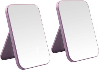 2Pcs Desktop Makeup Mirror, 8-Inch Portable Princess Mirror,Table Desk Wall Hanging Dual-Purpose Square Mirror Purple