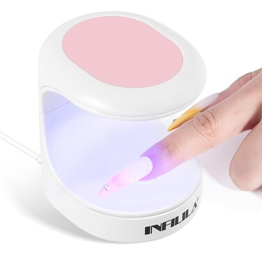 NXJ INFILILA Mini UV Light for Gel Nails, Quick-Dry Mini Nail Lamp 16W, Portable UV Light for Easy and Fast Nails Extension, 180&deg; Opening Design USB Nail Dryer Curing All Gels (Pink)