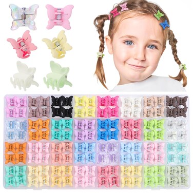 128 Pack Small Butterfly Hair Clips, 32 Colors Mini Claw Clips Hair Accessories for Toddler Baby Girls Women, Cute Hair Clips with Box Back to School Gift Halloween Christmas Gift