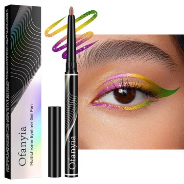 Ofanyia Multichrome Eyeliner Pencil - Metallic Gel Eyeliner, Purple Gold Green Shifting Colors, Waterproof, Smudge Proof