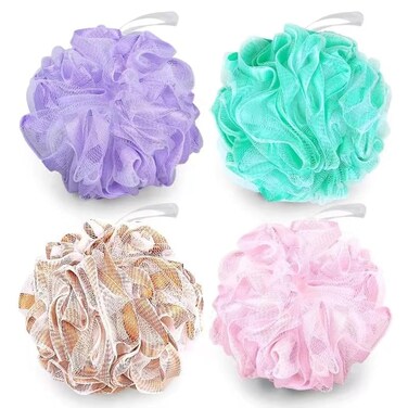 Loofah Bath Sponge Shower Loofah Shower Puff Body Scrubber Exfoliator Fancy 4 Pack