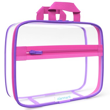 Clear Toiletry Bag - PVC Makeup Bag - Large Transparent Cosmetic Travel Case - See Through Packing Cube with Handle - Clear Bag with Zipper - Plastic Storage Pouch Mix