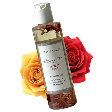 Olivia Care Body Oil - Natural Perfume Oil For Women   Hydrating &amp; Moisturizing After Bath Oil - Infused with VITAMIN E, K &amp; Omega Fatty Acids - Reduce Dry Skin (French Rose)