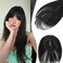 Hair Toppers for Women Real Human Hair, 360&Acirc;&deg;3D Bangs Clip Human Toppers for Women with Thinning Hair Realistic Scalp Line (1B, 3D Wispy Bangs (11 * 7))
