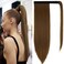 OMGREAT Ponytail Extension Long Straight 28 inch Wrap Around Clip in Synthetic Fiber Hair for Women (Light Chestnut Brown)