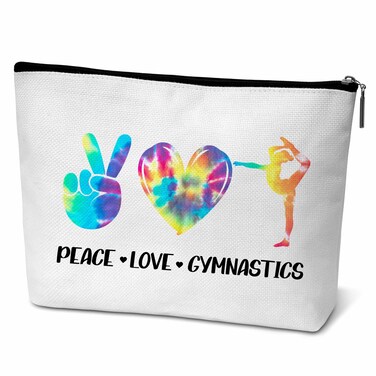 ONDTOM Peace Love Gymnastics Makeup Bags for Teens, Girls Gymnastics Gifts for Players Kids Friends, Gymnastics Stuff Accessories-B52
