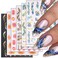 Marble Wave Nail Art Stickers, French Line Nail Art Transfer Decals Designs, 3D Geometry Gold Line Heart Nail Self-Adhesive Sticker Supplies for Women Girls Manicure Decorations, DIY Resin Nail Decal