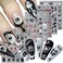 Halloween Nail Art Stickers Decals Black Horror Skull Scary Eyes Skull Demon Nail Self-Adhesive Sticker Designs 5D Engraved Terror Day of The Dead Nail Decal for Women DIY Holiday Decorations