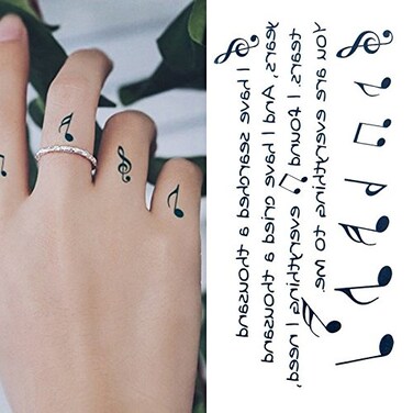 2 Sheets Small Cute Temporary Tattoo Stickers Music Notes Finger for Men Women Teens