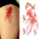 Small Cute Temporary Tattoo Sticker Set of 2 - Red Goldfish Designs for Hand Neck Face Wrist, Waterproof Fake Body Art, Simple &amp; Modern Unisex Skin Decals