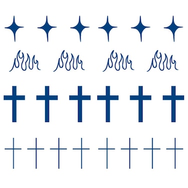 Semi Permanent Lasts 1-2 Weeks Waterproof Small Cute Temporary Tattoos, Realistic Look, No Adhesive, No Reflection Adult Body Art Stickers 2 Sheets Cross Fire Star